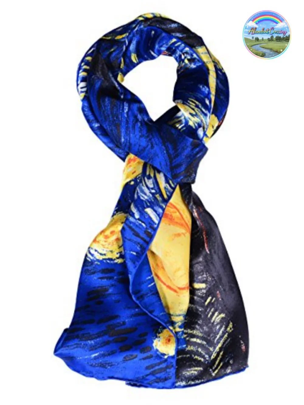 100% Silk Van Gogh Painted Scarf Women's Fashion Wrap